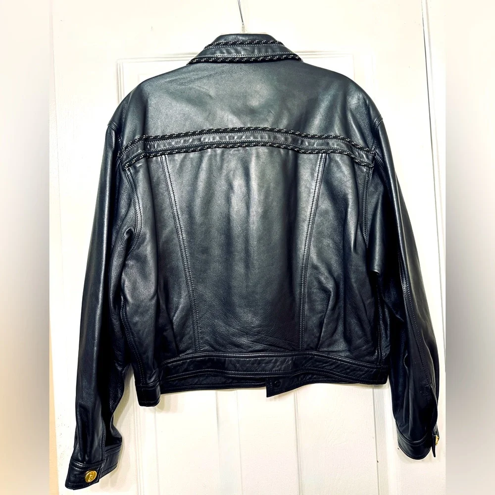 MCM Jacket Bomber Leather Black Rare Luxury Jacket Made In Italy Size large